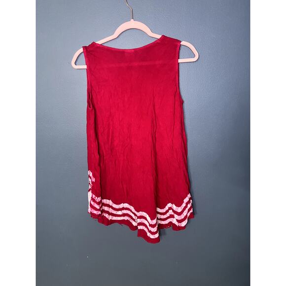 California Woman Free Size Red Pink Paisley Flowy Boho Beach Swimsuit Coverup - Picture 2 of 11